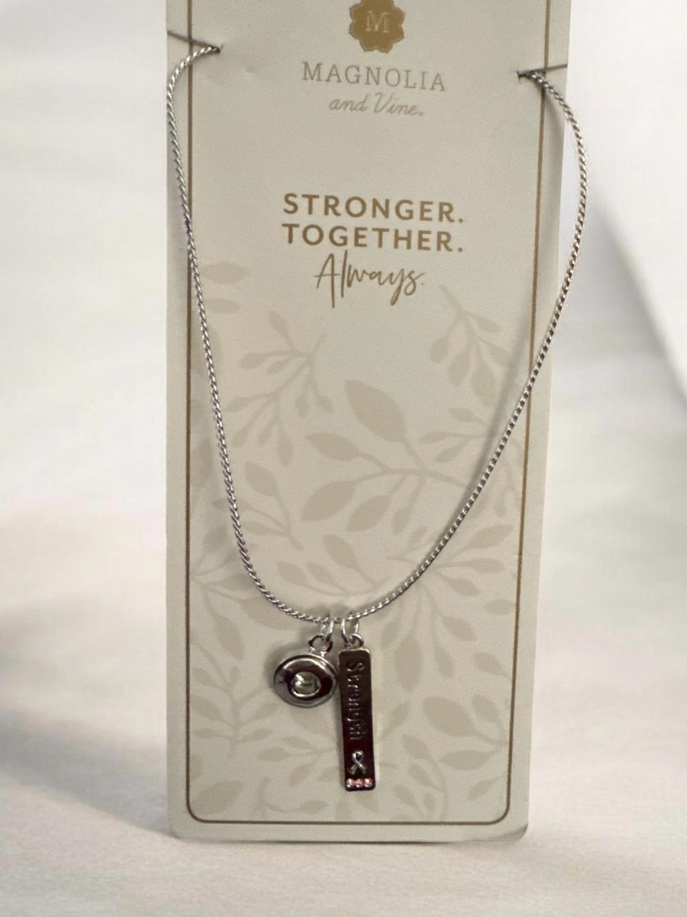 Magnolia Silver 'Stronger Together' Charm Necklace